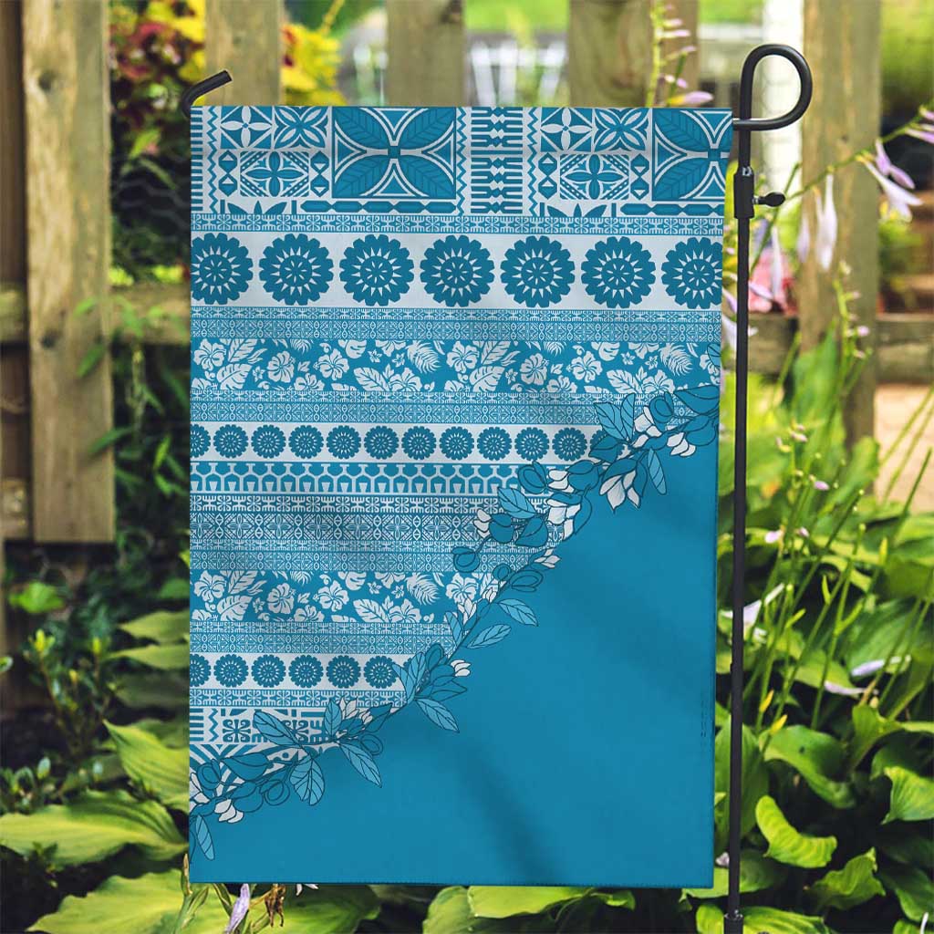 Fiji Marau na Kerisimasi Garden Flag Aqua Tagimoucia Tapa Masi Tribal - Polynesian Pride