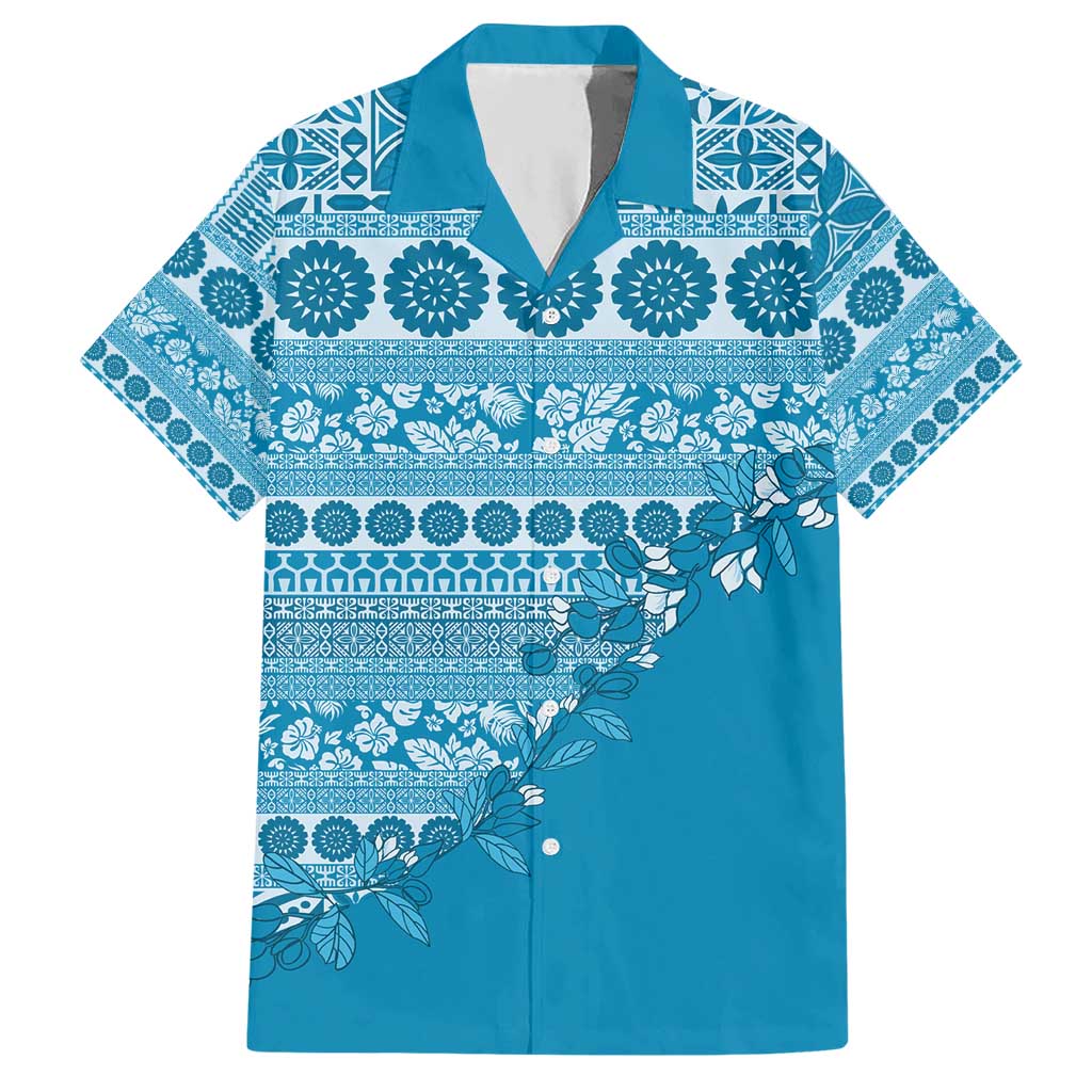 Fiji Marau na Kerisimasi Hawaiian Shirt Aqua Tagimoucia Tapa Masi Tribal - Polynesian Pride