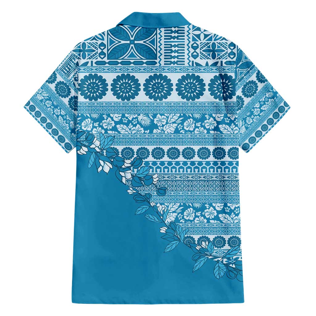 Fiji Marau na Kerisimasi Hawaiian Shirt Aqua Tagimoucia Tapa Masi Tribal - Polynesian Pride