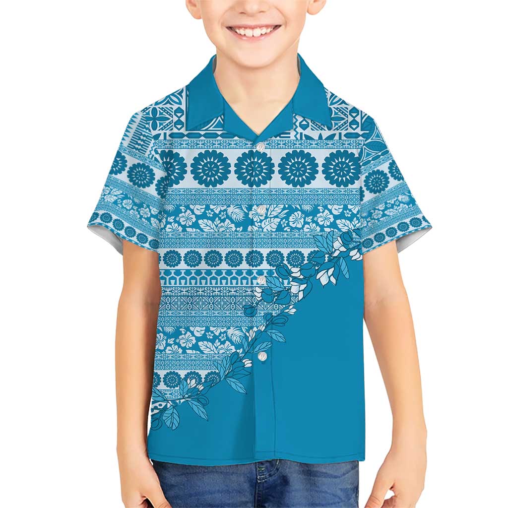 Fiji Marau na Kerisimasi Hawaiian Shirt Aqua Tagimoucia Tapa Masi Tribal - Polynesian Pride