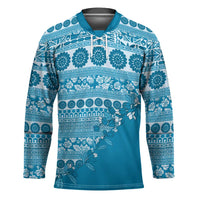 Fiji Marau na Kerisimasi Hockey Jersey Aqua Tagimoucia Tapa Masi Tribal - Polynesian Pride