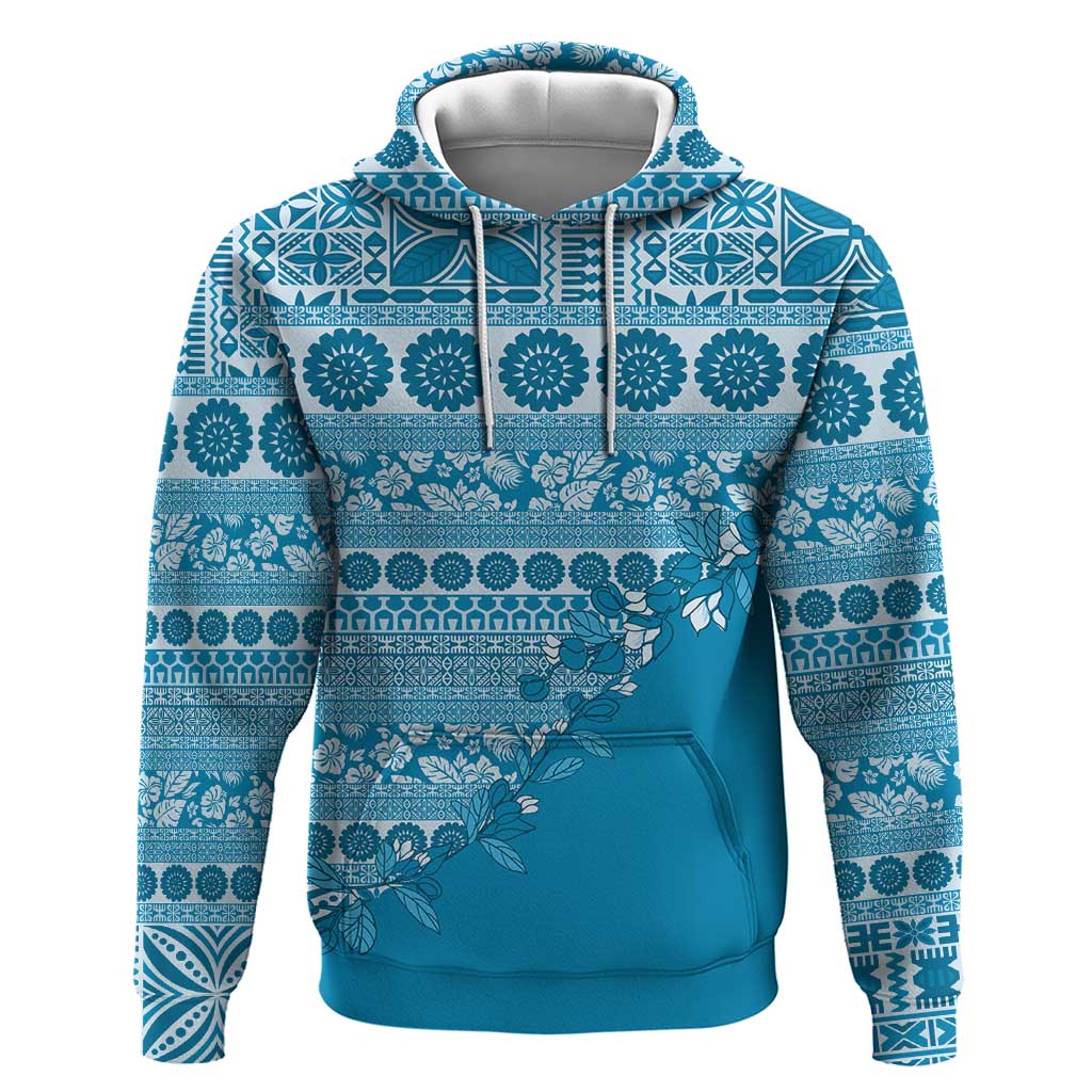 Fiji Marau na Kerisimasi Hoodie Aqua Tagimoucia Tapa Masi Tribal - Polynesian Pride