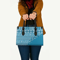Fiji Marau na Kerisimasi Leather Bag Aqua Tagimoucia Tapa Masi Tribal - Polynesian Pride