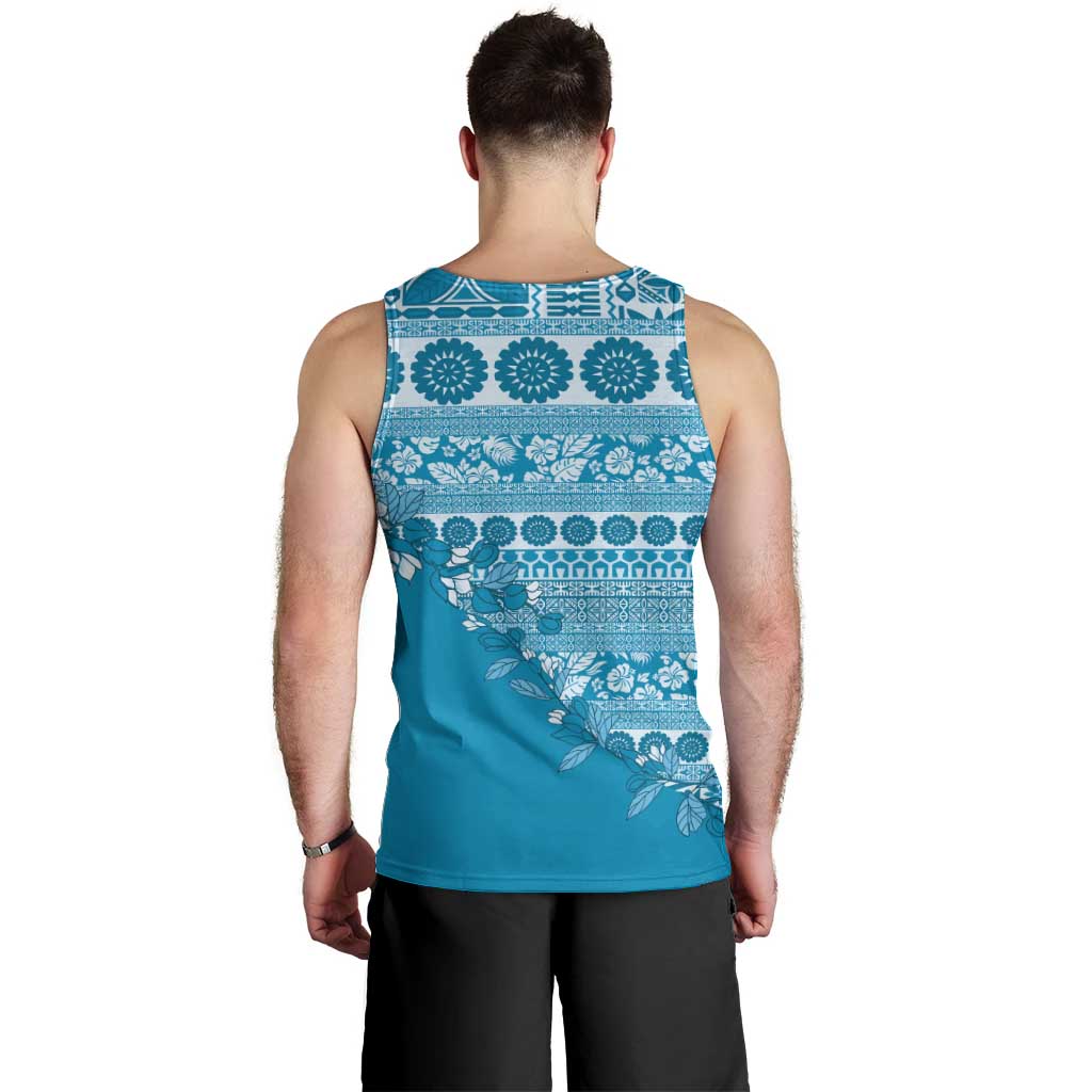 Fiji Marau na Kerisimasi Men Tank Top Aqua Tagimoucia Tapa Masi Tribal - Polynesian Pride