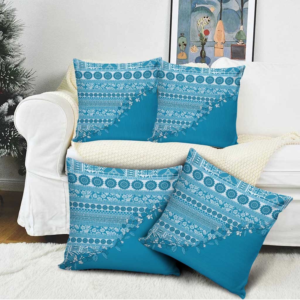 Fiji Marau na Kerisimasi Pillow Cover Aqua Tagimoucia Tapa Masi Tribal - Polynesian Pride