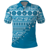 Fiji Marau na Kerisimasi Polo Shirt Aqua Tagimoucia Tapa Masi Tribal - Polynesian Pride
