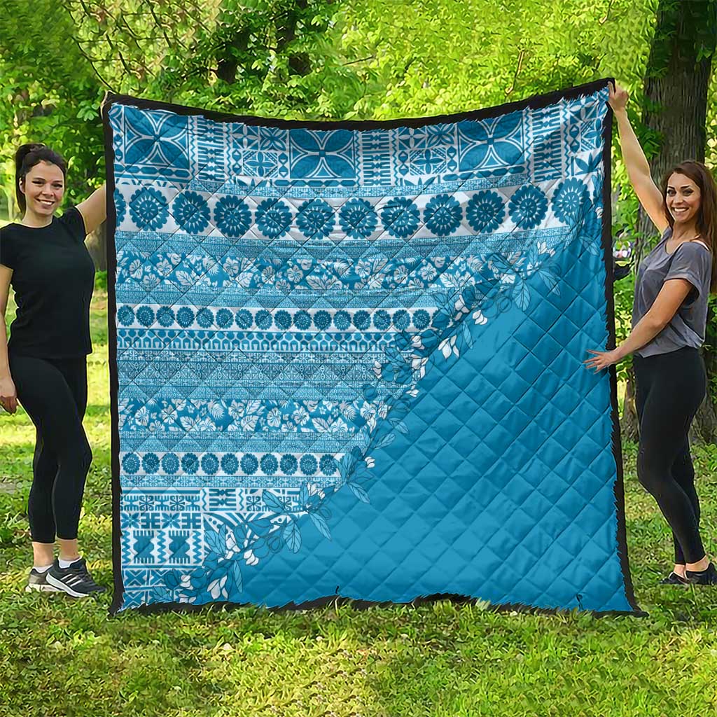 Fiji Marau na Kerisimasi Quilt Aqua Tagimoucia Tapa Masi Tribal - Polynesian Pride