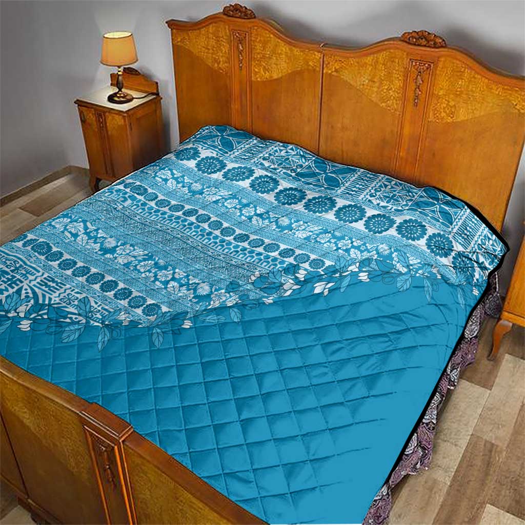 Fiji Marau na Kerisimasi Quilt Aqua Tagimoucia Tapa Masi Tribal - Polynesian Pride
