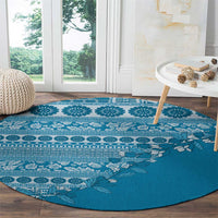 Fiji Marau na Kerisimasi Round Carpet Aqua Tagimoucia Tapa Masi Tribal - Polynesian Pride