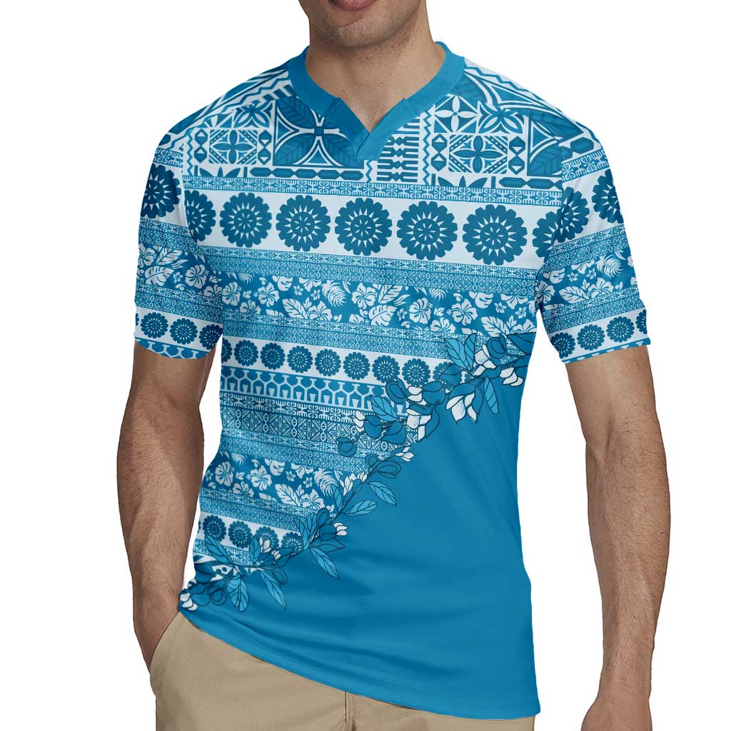 Fiji Marau na Kerisimasi Rugby Jersey Aqua Tagimoucia Tapa Masi Tribal - Polynesian Pride