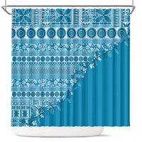 Fiji Marau na Kerisimasi Shower Curtain Aqua Tagimoucia Tapa Masi Tribal - Polynesian Pride