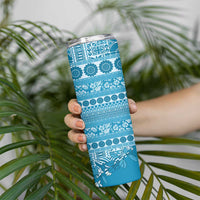 Fiji Marau na Kerisimasi Skinny Tumbler Aqua Tagimoucia Tapa Masi Tribal - Polynesian Pride