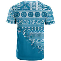 Fiji Marau na Kerisimasi T Shirt Aqua Tagimoucia Tapa Masi Tribal - Polynesian Pride
