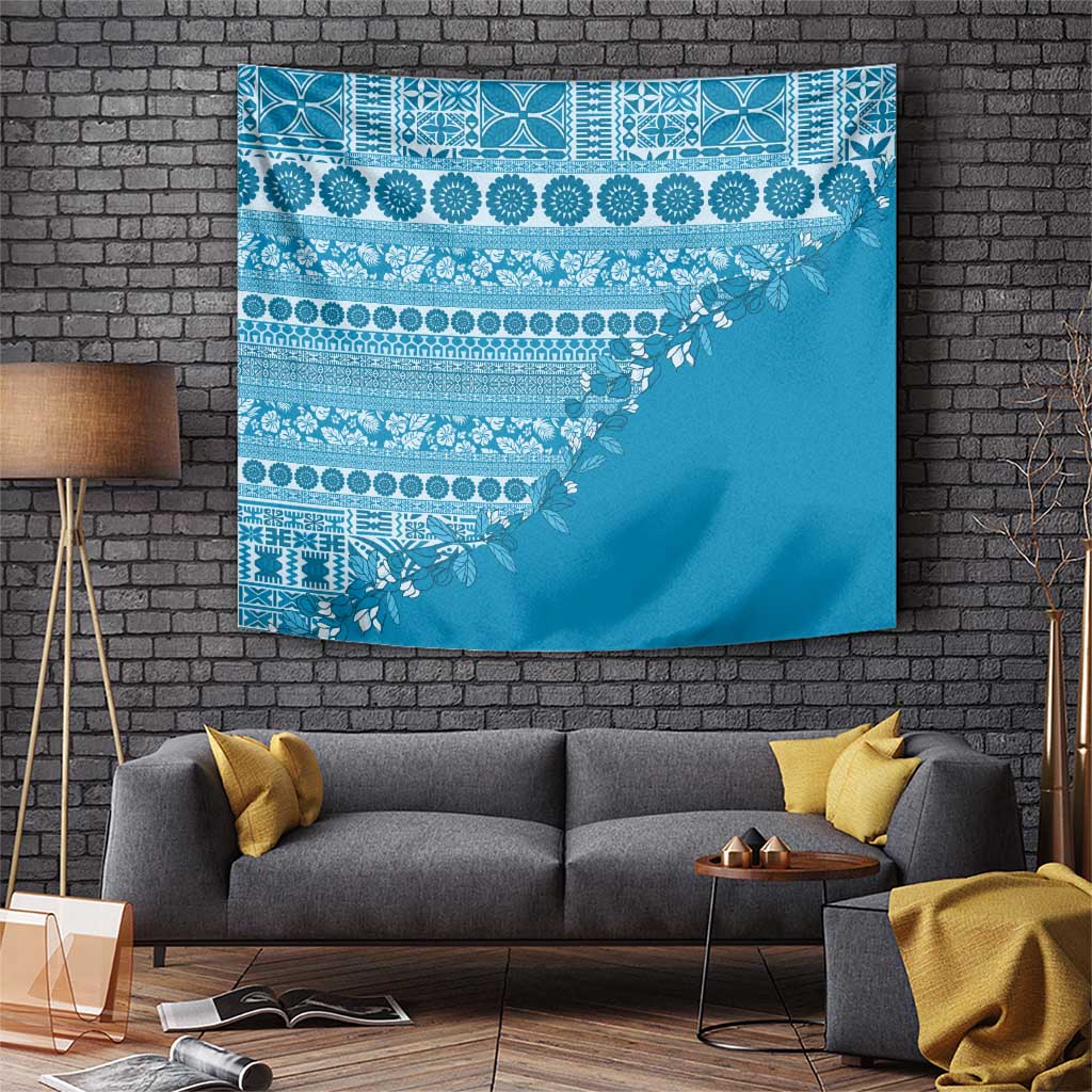 Fiji Marau na Kerisimasi Tapestry Aqua Tagimoucia Tapa Masi Tribal - Polynesian Pride