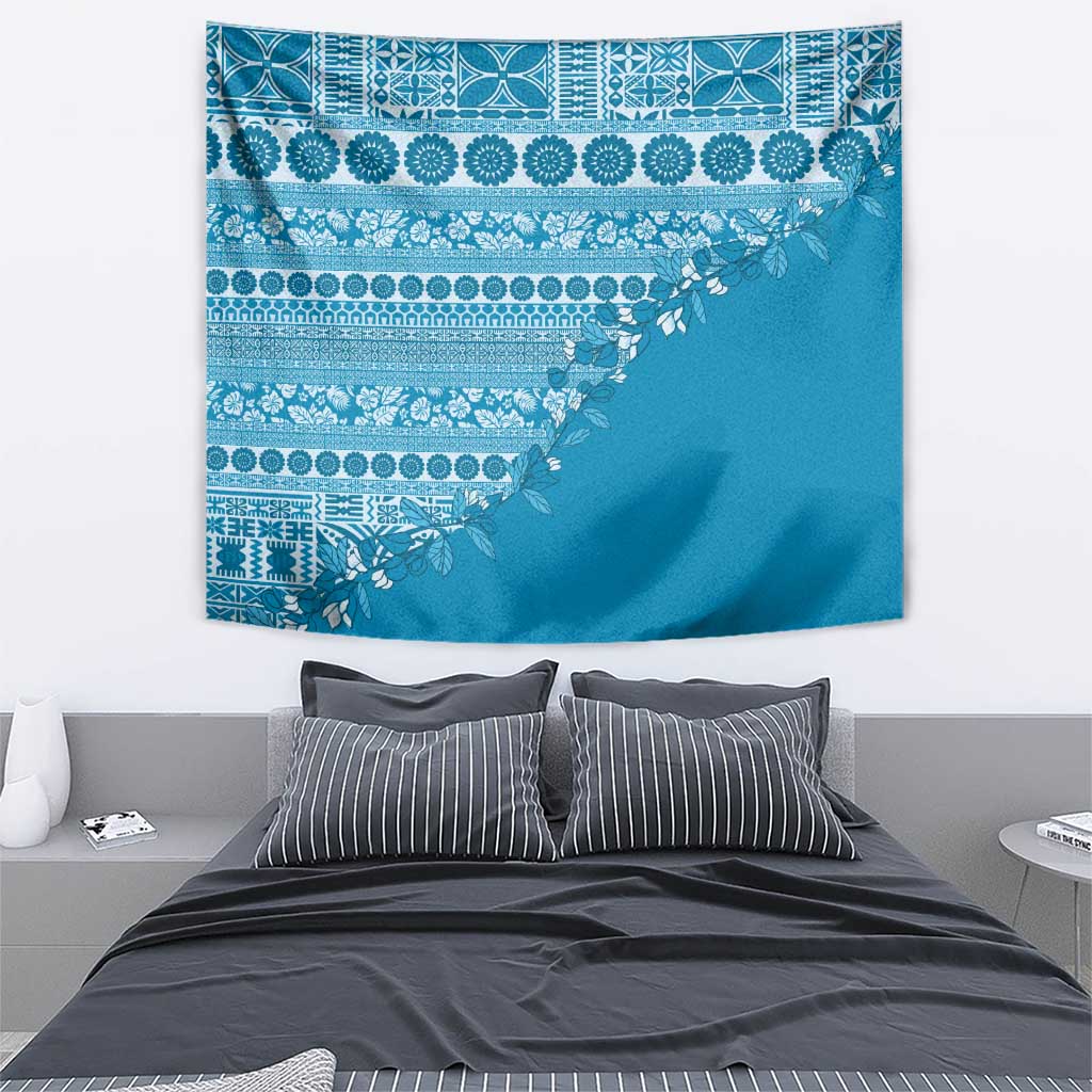 Fiji Marau na Kerisimasi Tapestry Aqua Tagimoucia Tapa Masi Tribal - Polynesian Pride