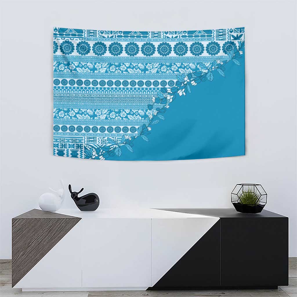 Fiji Marau na Kerisimasi Tapestry Aqua Tagimoucia Tapa Masi Tribal - Polynesian Pride