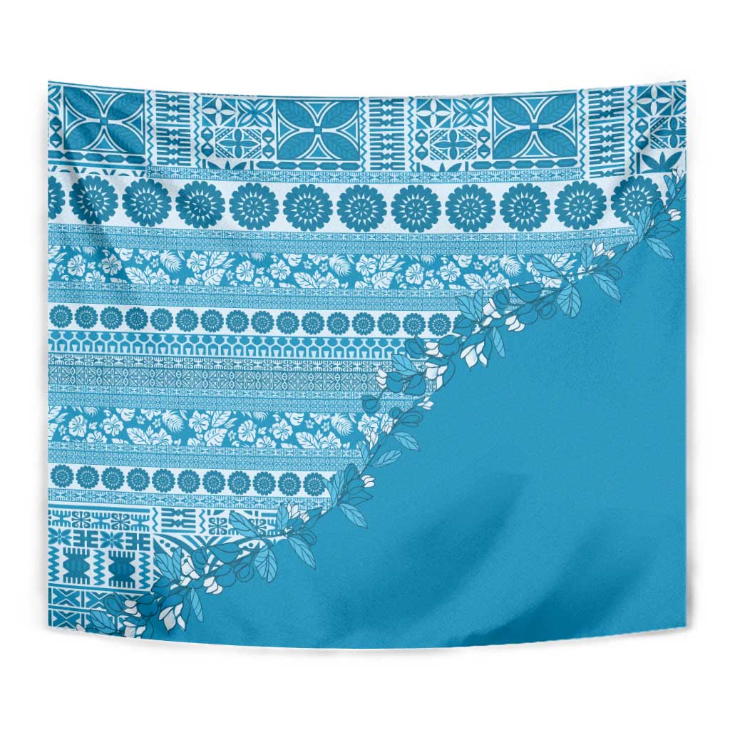Fiji Marau na Kerisimasi Tapestry Aqua Tagimoucia Tapa Masi Tribal - Polynesian Pride