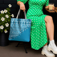 Fiji Marau na Kerisimasi Tote Bag Aqua Tagimoucia Tapa Masi Tribal - Polynesian Pride