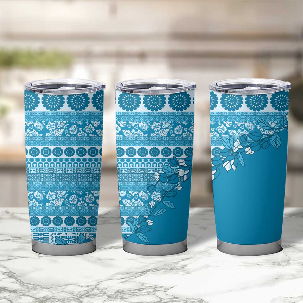 Fiji Marau na Kerisimasi Tumbler Cup Aqua Tagimoucia Tapa Masi Tribal - Polynesian Pride