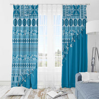 Fiji Marau na Kerisimasi Window Curtain Aqua Tagimoucia Tapa Masi Tribal - Polynesian Pride