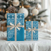 Fiji Marau na Kerisimasi Wrapping Paper Aqua Tagimoucia Tapa Masi Tribal - Polynesian Pride