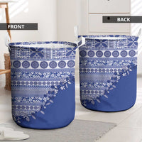 Fiji Marau na Kerisimasi Laundry Basket Blue Tagimoucia Tapa Masi Tribal - Polynesian Pride