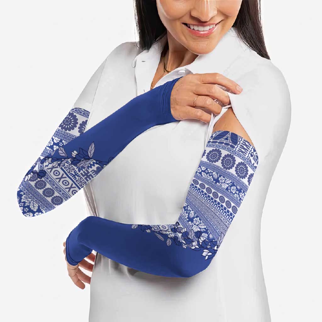 Fiji Marau na Kerisimasi Arm Sleeves Blue Tagimoucia Tapa Masi Tribal - Polynesian Pride