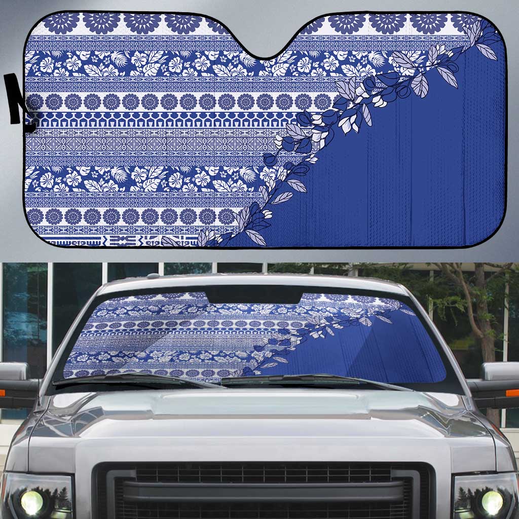 Fiji Marau na Kerisimasi Auto Sun Shade Blue Tagimoucia Tapa Masi Tribal - Polynesian Pride