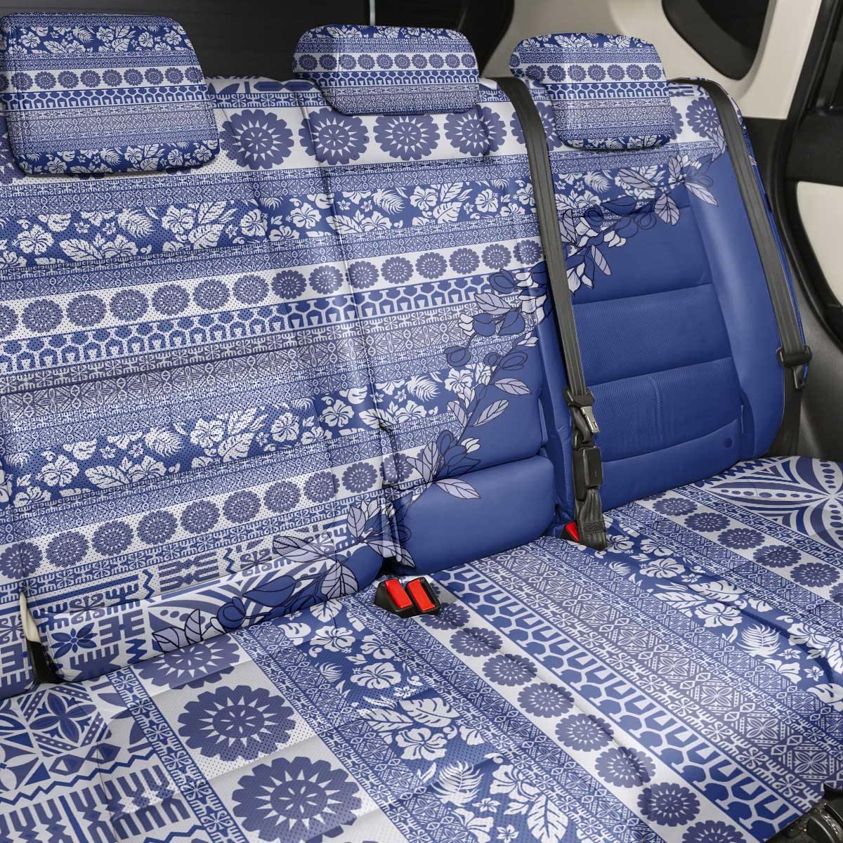 Fiji Marau na Kerisimasi Back Car Seat Cover Blue Tagimoucia Tapa Masi Tribal - Polynesian Pride