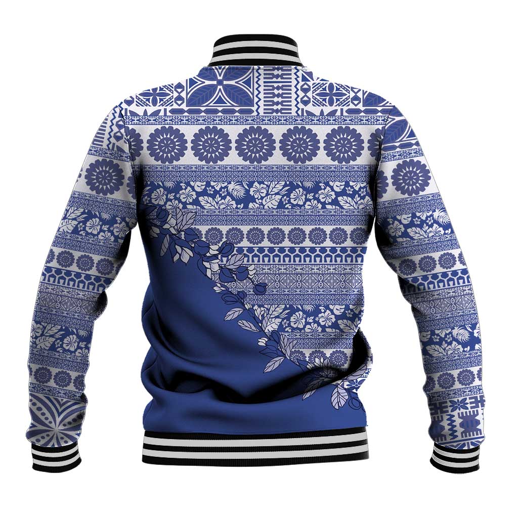 Fiji Marau na Kerisimasi Baseball Jacket Blue Tagimoucia Tapa Masi Tribal - Polynesian Pride
