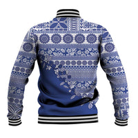 Fiji Marau na Kerisimasi Baseball Jacket Blue Tagimoucia Tapa Masi Tribal - Polynesian Pride