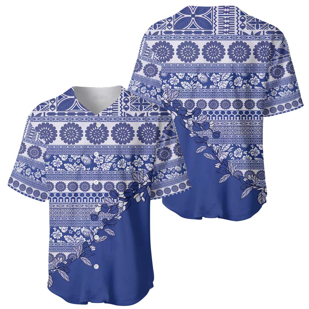 Fiji Marau na Kerisimasi Baseball Jersey Blue Tagimoucia Tapa Masi Tribal - Polynesian Pride