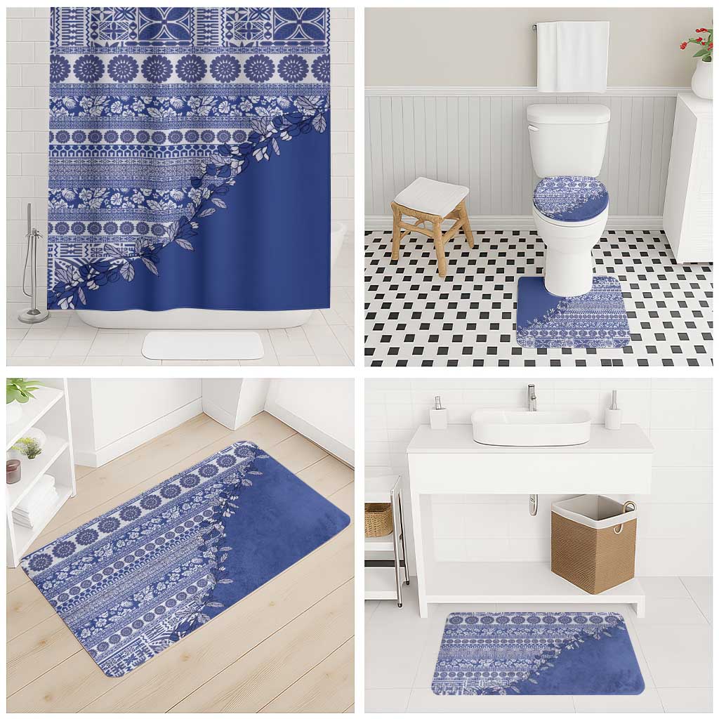 Fiji Marau na Kerisimasi Bathroom Set Blue Tagimoucia Tapa Masi Tribal - Polynesian Pride