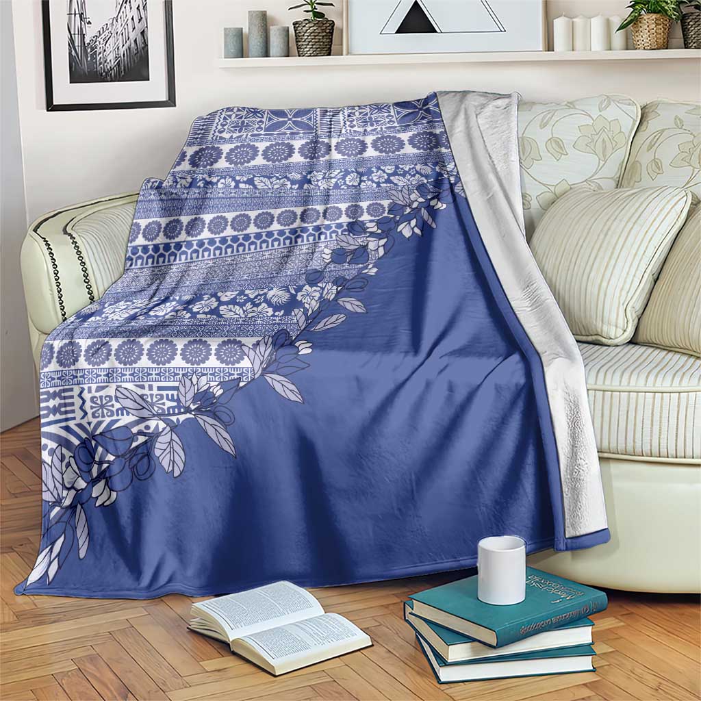 Fiji Marau na Kerisimasi Blanket Blue Tagimoucia Tapa Masi Tribal - Polynesian Pride