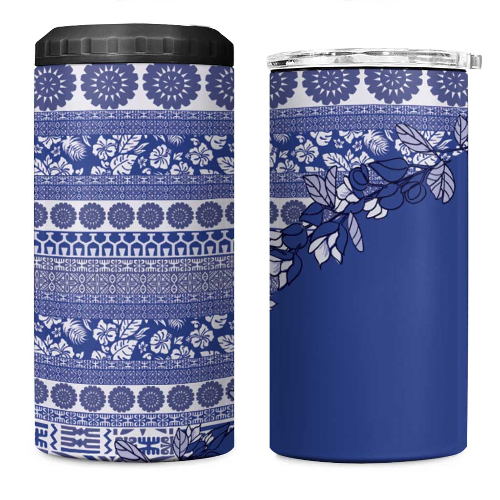 Fiji Marau na Kerisimasi 4 in 1 Can Cooler Tumbler Blue Tagimoucia Tapa Masi Tribal - Polynesian Pride