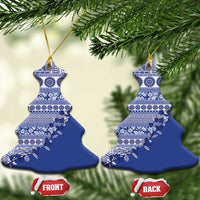 Fiji Marau na Kerisimasi Ceramic Ornament Blue Tagimoucia Tapa Masi Tribal - Polynesian Pride