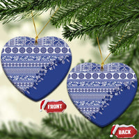 Fiji Marau na Kerisimasi Ceramic Ornament Blue Tagimoucia Tapa Masi Tribal - Polynesian Pride