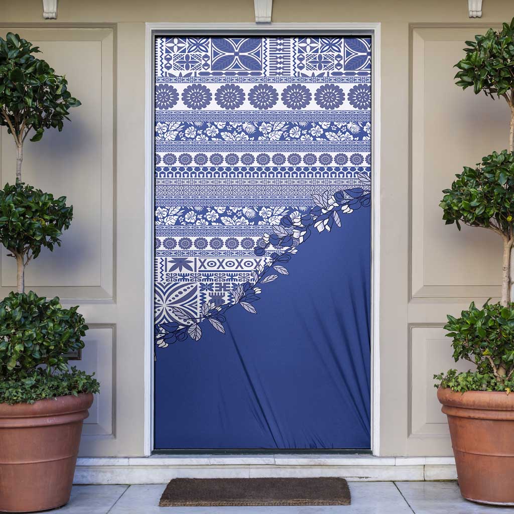 Fiji Marau na Kerisimasi Door Cover Blue Tagimoucia Tapa Masi Tribal - Polynesian Pride
