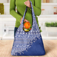Fiji Marau na Kerisimasi Grocery Bag Blue Tagimoucia Tapa Masi Tribal - Polynesian Pride
