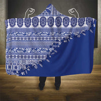 Fiji Marau na Kerisimasi Hooded Blanket Blue Tagimoucia Tapa Masi Tribal - Polynesian Pride