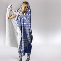 Fiji Marau na Kerisimasi Hooded Blanket Blue Tagimoucia Tapa Masi Tribal - Polynesian Pride