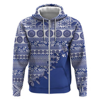 Fiji Marau na Kerisimasi Hoodie Blue Tagimoucia Tapa Masi Tribal - Polynesian Pride