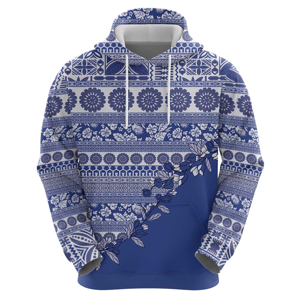 Fiji Marau na Kerisimasi Hoodie Blue Tagimoucia Tapa Masi Tribal - Polynesian Pride