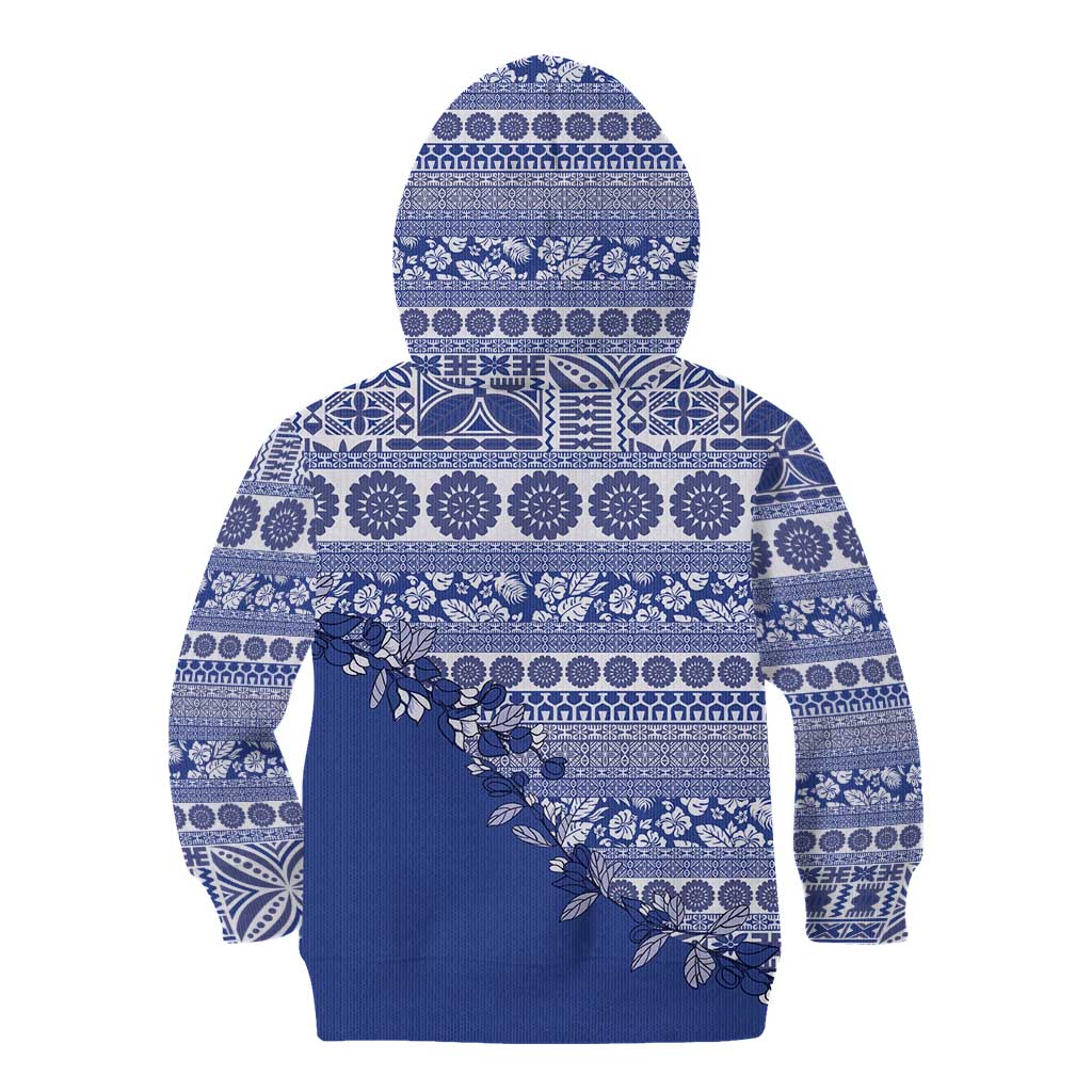 Fiji Marau na Kerisimasi Kid Hoodie Blue Tagimoucia Tapa Masi Tribal - Polynesian Pride
