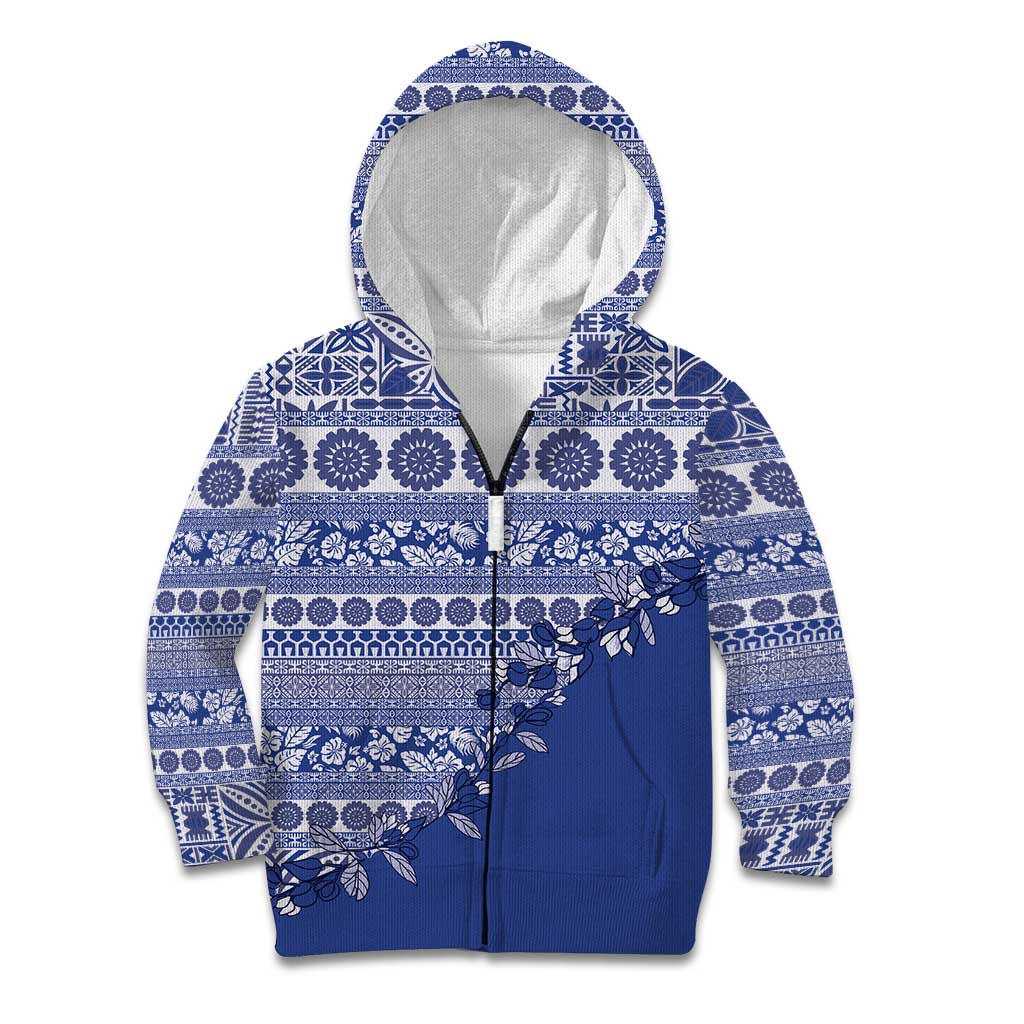 Fiji Marau na Kerisimasi Kid Hoodie Blue Tagimoucia Tapa Masi Tribal - Polynesian Pride
