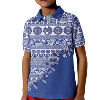Fiji Marau na Kerisimasi Kid Polo Shirt Blue Tagimoucia Tapa Masi Tribal - Polynesian Pride