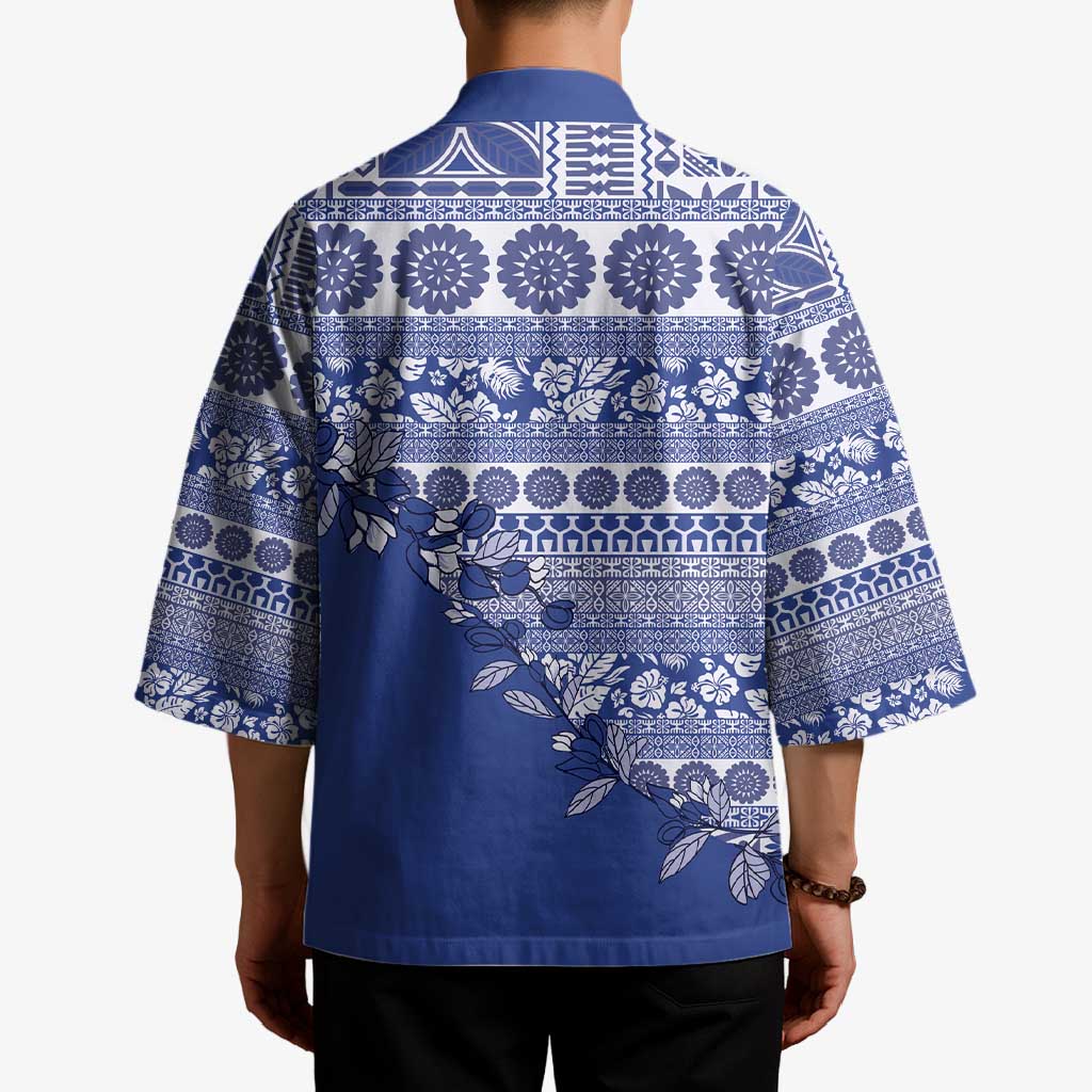 Fiji Marau na Kerisimasi Kimono Blue Tagimoucia Tapa Masi Tribal - Polynesian Pride