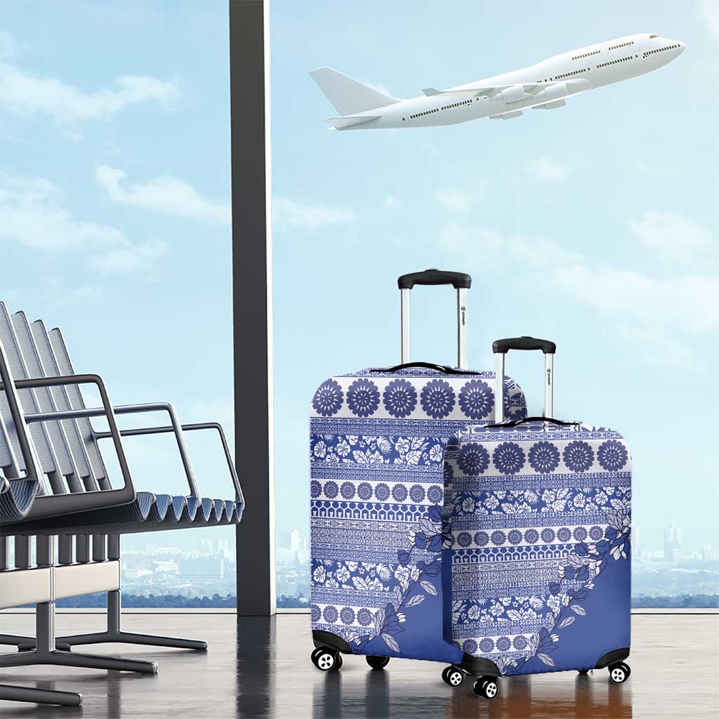 Fiji Marau na Kerisimasi Luggage Cover Blue Tagimoucia Tapa Masi Tribal - Polynesian Pride