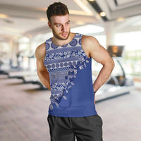 Fiji Marau na Kerisimasi Men Tank Top Blue Tagimoucia Tapa Masi Tribal - Polynesian Pride