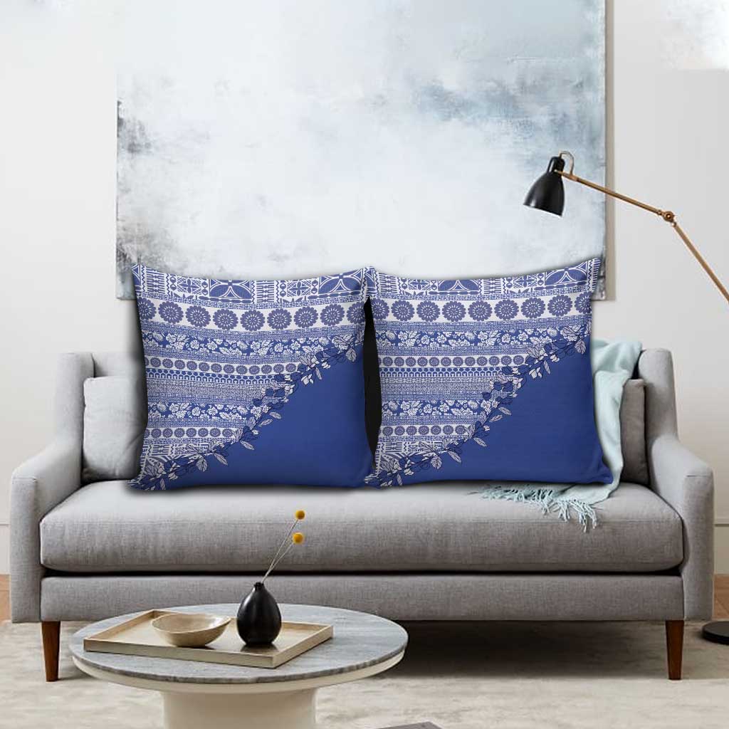 Fiji Marau na Kerisimasi Pillow Cover Blue Tagimoucia Tapa Masi Tribal - Polynesian Pride